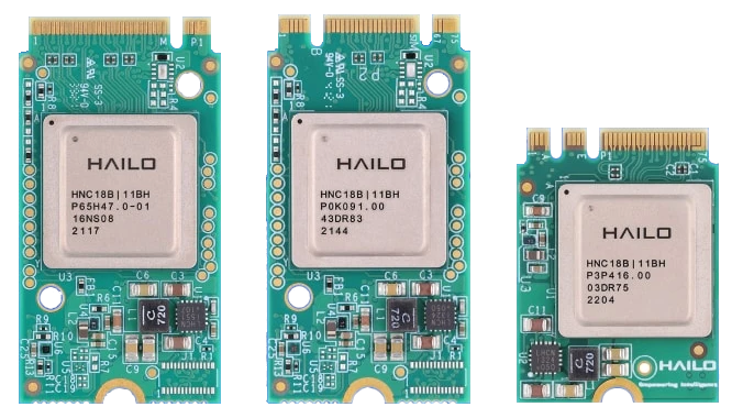 Image of 3 HAILO Accelerator cars in M.2 Format